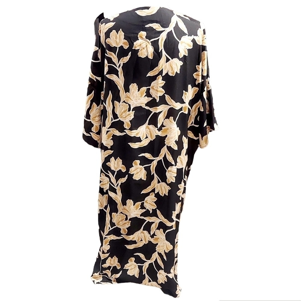Maison Du Soir Black And Gold Floral Robe Size L/… - image 2